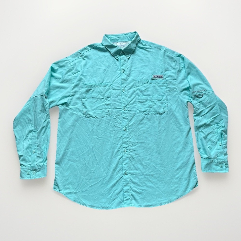 Columbia PFG Omni-Shade Men's Green Long Sleeve Fishing Shirt Size XL UPF